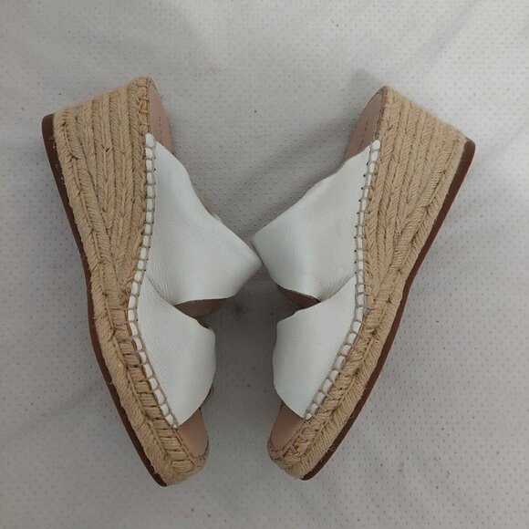 Kelsi Dagger Inwood White Beige Leather Espadrille Wedge Sandals Open Toe Sz 8.5 - Picture 6 of 11
